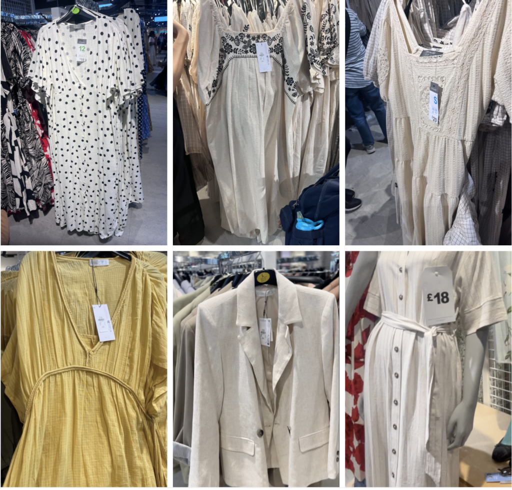 Collage of clothes from Primark natural fibres